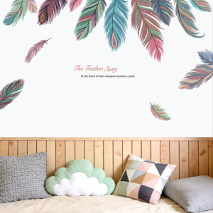 Decal giấy dán tường Lông vũ Feather Story Có keo sẵn Kích thước 43*176 cm