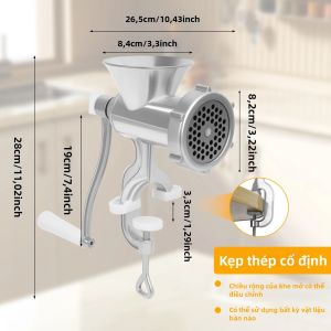 Máy Xay Thịt Bằng Tay Hợp Kim Nhôm Chống Rỉ Máy Làm Xúc Xích Với 3 Ống Máy Xay Thịt Lợn Đa Năng Để Bàn Cho Nhà Bếp Gia Đình