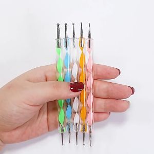 15/5Pcs Nail Art Pen Dual End Nail Art Multi Color Flat Back Glitter Rhinestone Stainless Steel Tweezer Wax Dotting Pen 3D Charm Pencil Refillable Reusable Wax Pen Nail Art Accessories Self-adhesive Pick Up Tool