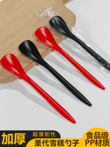 Food Grade PP Ice Cream Spoon Red Pudding Yogurt Spoon Individually Packaged Heat Resistant Commercial Use Dining Utensils