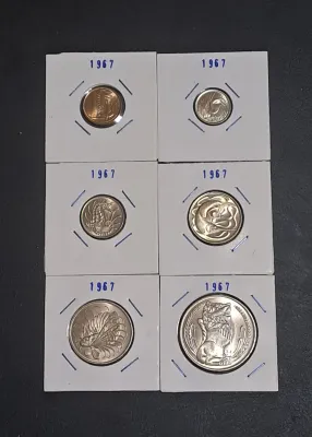 1967 singapore 1 cent to $1 coin set brand new