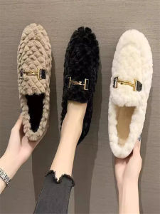 Womens Winter Fleece Lined Thick Bottom Soft Sole Bean Bean Cotton Shoes Anti Slip Warm Casual Slip on round Toe Fabric Shoes