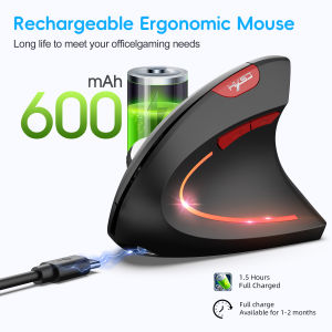 Hot sale New HXSJ dual mode vertical mouse ergonomic ABS 600mAh rechargeable 2400DPI Type-c interface wireless mouse for laptop