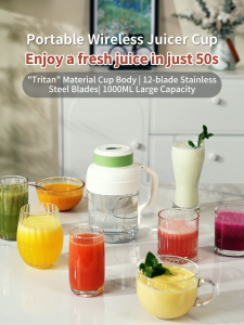1000ML Portable Juicing Cup portable juice blender Large Capacity Crushable Ice USB Charge Electric Juice Cup With Double Lids Outdoor Portable Small Juice Extractor 果汁机小型