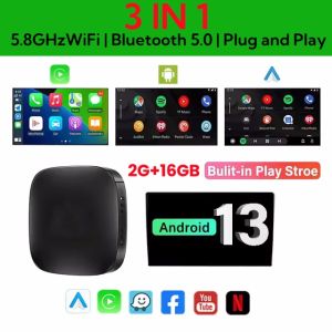 LEXXSON 2025 Android 13 3In1 CarPlay Ai Box Wireless Android Auto USB Adapter For Youtube Netflix Universal TV Box Plug And Play
