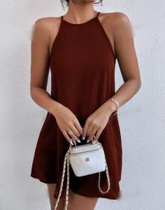 FELICITY - Halter Neck Dress Mini Dress Sleeveless Mini Dress Free Size