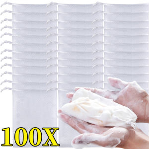 100/50pcs Soap Mesh Foaming Net Multilayer Exfoliating Drawstring Bag Rich Foam Deep Clean Skin Friendly for Face Body Bath Cleaning Tool