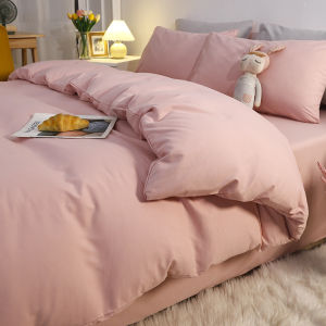 Solid Colored Washed Cotton Duvet Cover Set Student Dorm Friendly