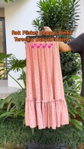 Haseena Rok Susun Rempel Plisket Zeina Motif Polkadot Emas Mini Tabur Skirt Ruffle Wanita Ala Style Korea