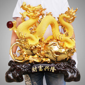 Dragon Ornaments Crafts Fortune Bringing and Home-Exorcising Zodiac Dragon Office Golden Dragon Furnishings Dragon Year Mascot Opening Gift