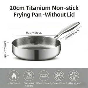 20/24/28cm Frying Pan Non-stick Wok Titanium Stainless Steel Home Egg Steak Skillet Induction Cooker Gas Stove Kitchen Cookware
