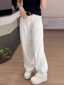 High Waist Wide Leg Straight Cut Korean Style Womens Jean Autumn New Loose Slimming Floor Length Knife Edge Pants