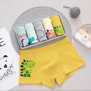 Bộ 5 Quần Lót Boxer Cotton In Họa Tiết Hoạt Hình Khủng Long Cho Bé Trai