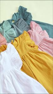 Baby Girls Flying Sleeve Dress Tie-back Overall Dress Cotton Kids Casual Clothes Summer 2024