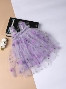 Sweet Toddler Baby Girls Tutu Dress Sleeveless Embroidery Floral Tulle Dress Little Girl Birthday Dresses