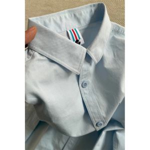 Light Blue Cotton Simple Versatile Design Shirt