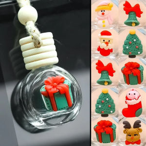 10ml chai Hương Trị liệu giáng sinh Mặt dây chuyền người tuyết giáng sinh họa tiết hình hươu Chiếu Hậu Xe đồ trang trí tráng gương chai tinh dầu thơm chai rỗng