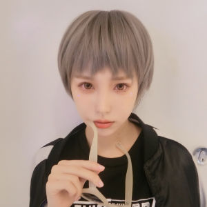 Wig female short hair Internet celebrity fashion handsome neutral dog gnaw two-dimensional bangs fluffy natural realistic bobo headgear
