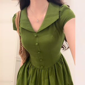 unifittoo | Elegant French Green Dress For Summer