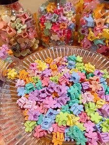 50/100Pcs Candy Color Hair Clip Set Kids Girl Hair Pin Hair Claws Children Mini Flower Hair Clip Korean Cute Hairclips Cartoon Grab Clip Hairpin Set