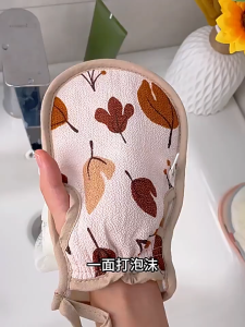 ฟองน้ำขัดผิว ใยฟองน้ำสครับผิว ผ้าเช็ดตัว ถุงมือดอกไม้สำหรับอาบน้ำสปาผิวอุปกรณ์ขัดผิวผ้าสปาตัว