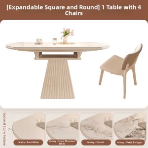 Transformable Dining Table for Small Homes Creamy Finish