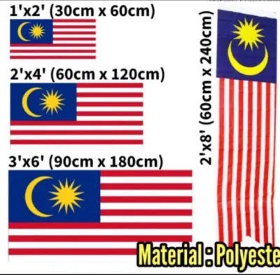 Jalur Gemilang Bendera Malaysia / Negeri Flag (Polyester) 1x2 2x4 3x4 2x8 Merdeka Malaysia/ State Flags 马来西亚国/州旗👍👍