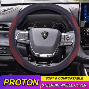 Xe da thật 38cm bọc bánh lái Bìa tự động bảo vệ acceossories cho Proton X50 X70 X90 S70 Persona Saga exora ERTIGA iriz perdana satria Tiara inspira waja wira