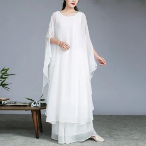 Zen Dance Clothing Womens Three-Layer Suit Tea Chinese Style Fairy Style Zen Elegant New Chinese Style Womens Clothing Dress Spring and Summer