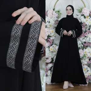 Gamis Abaya Turkey Dress Turki Baju Muslim Wanita Arab Dubai Athifah Busui Dewasa Warna Hitam Jetblack Bordir Terbaru 2022 Viral Kekinian Polos Simple Elegan Mewah YM deFashion