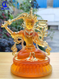 Manshu Bodhisattva/Buddha Statue Coloured Glaze Buddha Ornament Home Serving Living Room Zen Tibetan Buddha Statue Great Wisdom Manshu Teacher Li