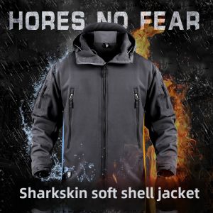 Outdoor Shark Skin Soft Shell Jacket Mens Windproof Waterproof Military Fan Tactical Outwear Color Winter Fleece Thickened Mountaineering Clothing