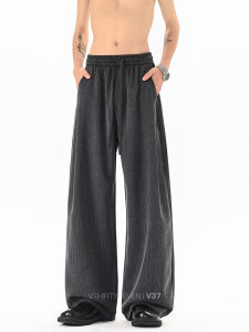 V37 | American Style Vertical Stripe Pleated Light Thin Casual Trousers