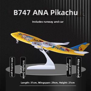 SEELUCKER | Simulative Boeing 747 Airplane Model With Wheels And Lights 47cm