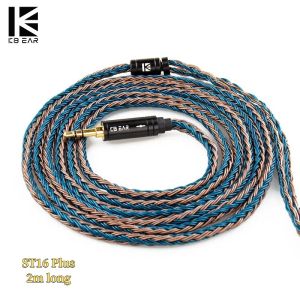 KBEAR ST16 Plus Upgrade Earphone Cable 2m 16 Cores 5N High-Purity Single-Crystal Copper-Silver Plated Lines 2.5/3.5/4.4MM Plugs MMCX/0.78MM/QDC/TFZ Pins For KBEAR Lark Rosefinch KS1 KZ Merga Vader EDX Lite ZAT Castor Pro Gale Krila WANER TRN Conch Shell
