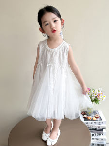 Girls Summer Thin Sleeveless Dress Princesse Style Mid-Length Soft Fabric Breathable High Waist Gown for Children Baby Outfit