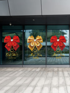 Static Glass Decals Christmas New Year Decoration Butterfly Knot Office Building Entrance Beautification Modern Minimalist PVC Wall Stickers