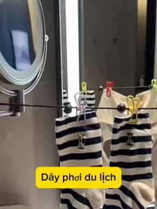 Dây Phơi Đồ Co Giãn 1.8-3.5m Có 12 Kẹp Chống Gió - Dây Phơi Du Lịch Phòng Trọ Ban Công Nhỏ Gọn