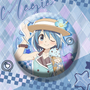 Magic Bé Gái Mio Ichika New Ice Cream Series Dual Flashing Mini Badge 58mm Anime Themed Collectible Pendants for Fans
