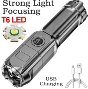 Flashlight Super Bright Zoomable USB Rechargeable T6 Tactical Torch for Camping Hiking Fishing Outdoor Hunting LEDF15