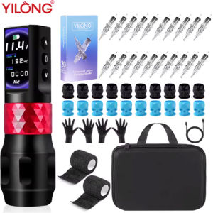 YILONG | Complete Wireless Rotary Tattoo Kit Brushless Motor Needles LED Display Tattoo Pen Machine for Professional Tattoo Artists