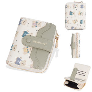 Baellerry Womens Cute Printed Short Wallet Buckle Zipper Multiple Card Holder Coin Purse