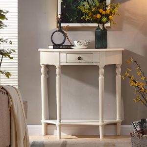 Modern Minimalist Semi-Circular Wooden Entrance Table Wall Decorative Hallway Cabinet American Style French Light Style