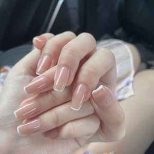 French Style Jelly Nail Art Nude Color Handmade Nail Tips Wearable False Nails Premium Luxury Cc Lisa Brand Any Skin Type