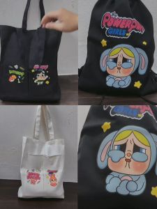 Tas serut atau string bag berwarna hitam bergambar karakter lucu power puff girl cry baby/tas serut hitam/cocok untuk sekolah/cocok untuk kuliah dan hadiah/bisa cod