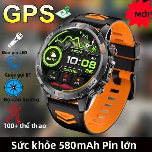 Đồng Hồ Thông Minh GPS Mới Với Pin 580mAh Màn Hình 1.46 Dành Cho Nam Tích Hợp La Bàn Đèn Pin Mạnh Gọi Bluetooth Theo Dõi Sức Khỏe & Giấc Ngủ