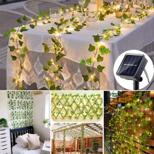 20/50/100 LEDs พลังงานแสงอาทิตย์ประดิษฐ์ Ivy String Light 8 โหมดกลางแจ้ง Fairy Garland โคมไฟสําหรับห้องนอนงานแต่งงาน Garden Decor