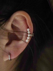 Simple Elegant 925 Silver Pearl Ear Cuff Be Mine Mixed Dormitory Fashion Jewelry Ear Decorations