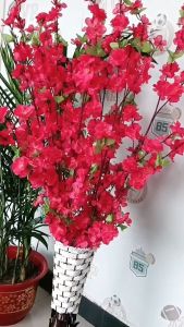 5/10 pieces of simulated cherry blossom branches with green leavesfake cherry blossom branchesartificial cherry blossoms
