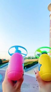 (Clearance) LED Spinning Top Gun Flying Saucer Launcher Flying Bamboo Dragonfly Gasing LED Berputar